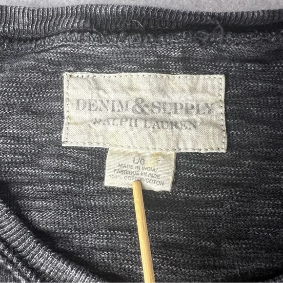 Vtg Denim & Supply Ralph Lauren Mens L Distress Long Sleeve Shirt Skull & Arrows - Picture 4 of 10